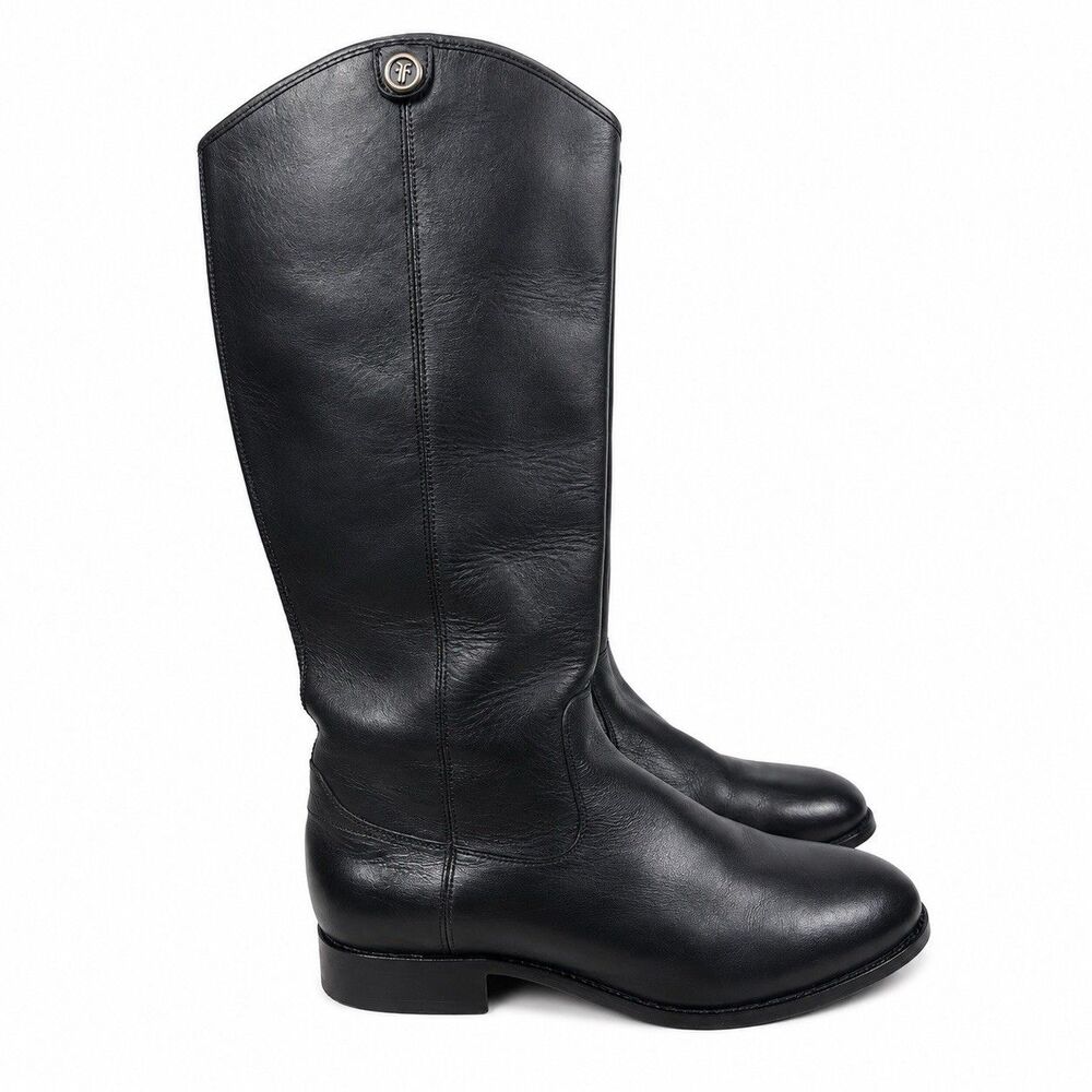 Frye Melissa 2 Button Tall Riding Boots Women Size 10 Black Leather Equestrian
